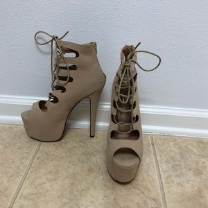 Taupe Platform Heels
